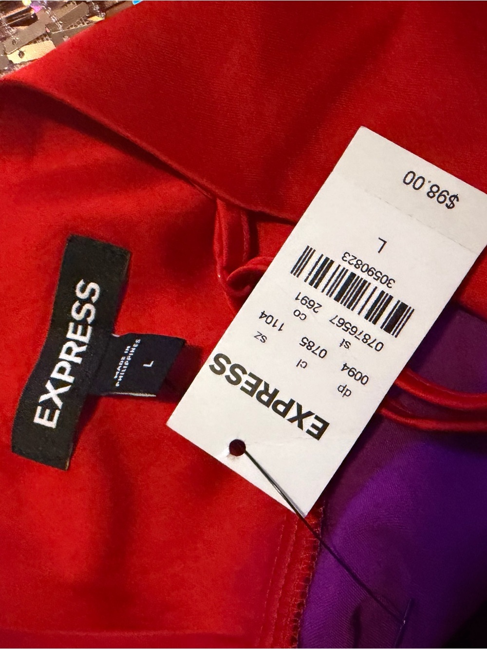 Express Red Blazer with Purple Lining